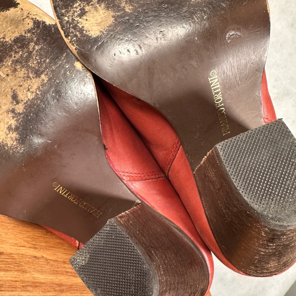 Franco Fortini McKinley2 Booties Womens 8 Red Leather Good Western Block Heel - Picture 12 of 14